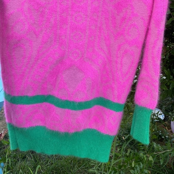 Juicy Couture Women’s Oversized Cardigan Angora Pink and Green Sweater XS/S - Picture 8 of 13